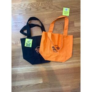 Trader Joe's Trick-or-Treat Canvas Tote Bag Set Black Orange Mini Halloween 2pk
